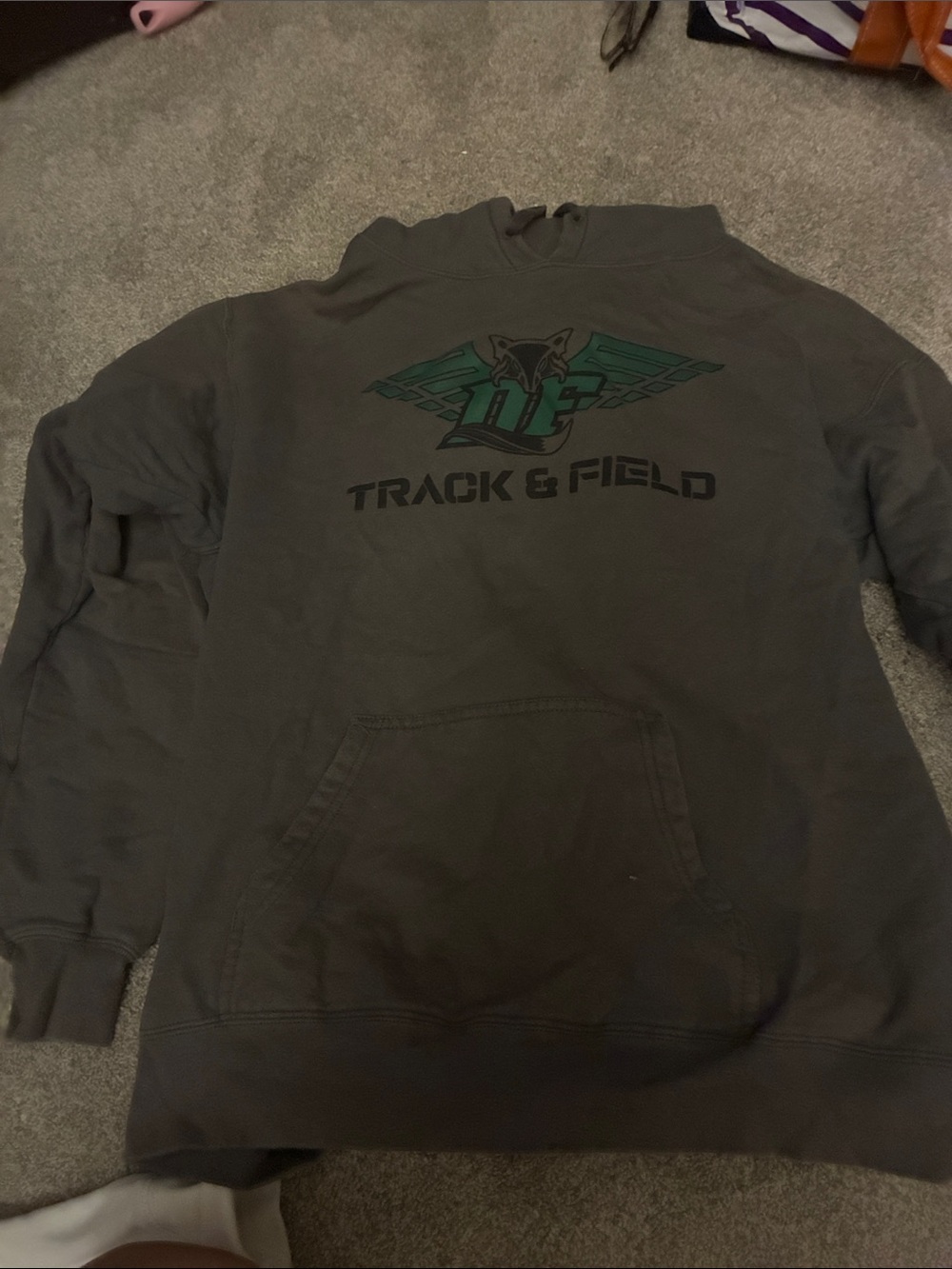 Track & Field Logo Hoodie - Olive with Green Accent